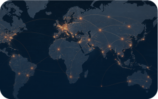 Mapa global com conexões de viagens corporativas
